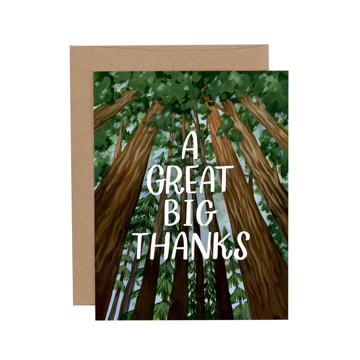 1Canoe2 Big Redwood Thank You card with hand-painted redwood forest, Patina Vancouver