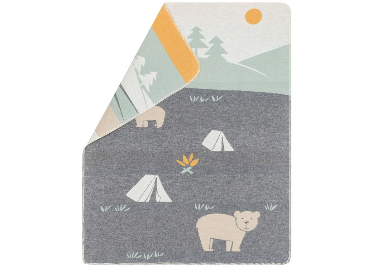 David Fussenegger Grey Camping Bears Baby Blanket