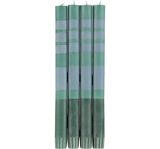 BCS Striped Dinner Candle Beryl-Bokara-Moonstone