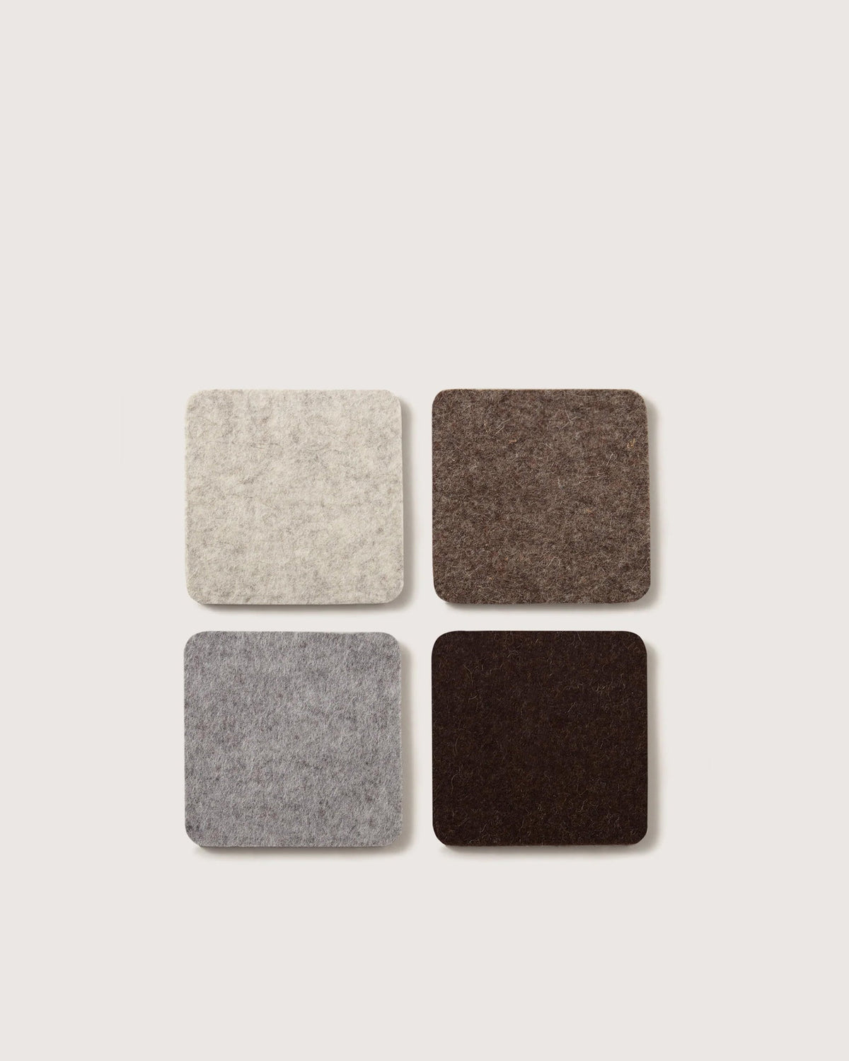 Graf Lantz Bierfilzl Merino Wool Square Coaster Solid 4 Pack Multi Coloured Grey Brown