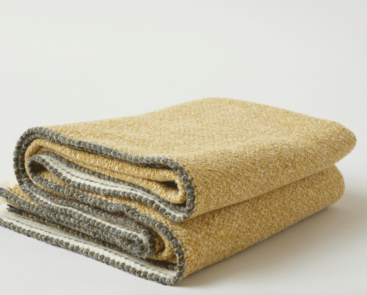 Teixidors Hydra Merino & Silk Mustard Throw 140x180cm
