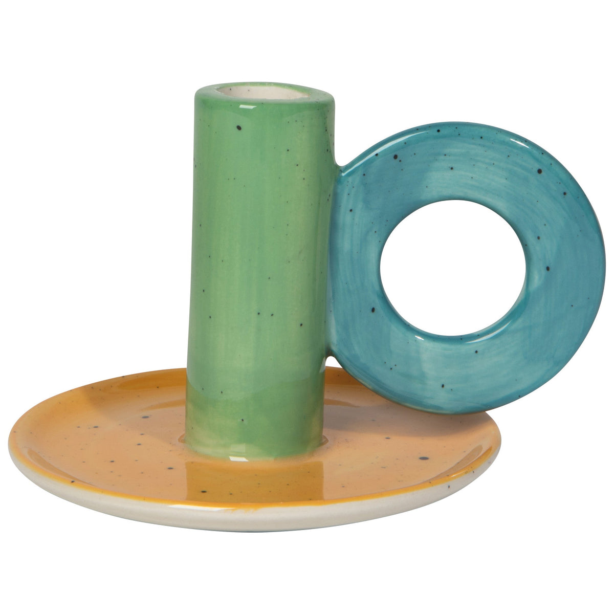Danica Studio Disco Formation candle holder in vivid colour-blocked stoneware, Patina Vancouver