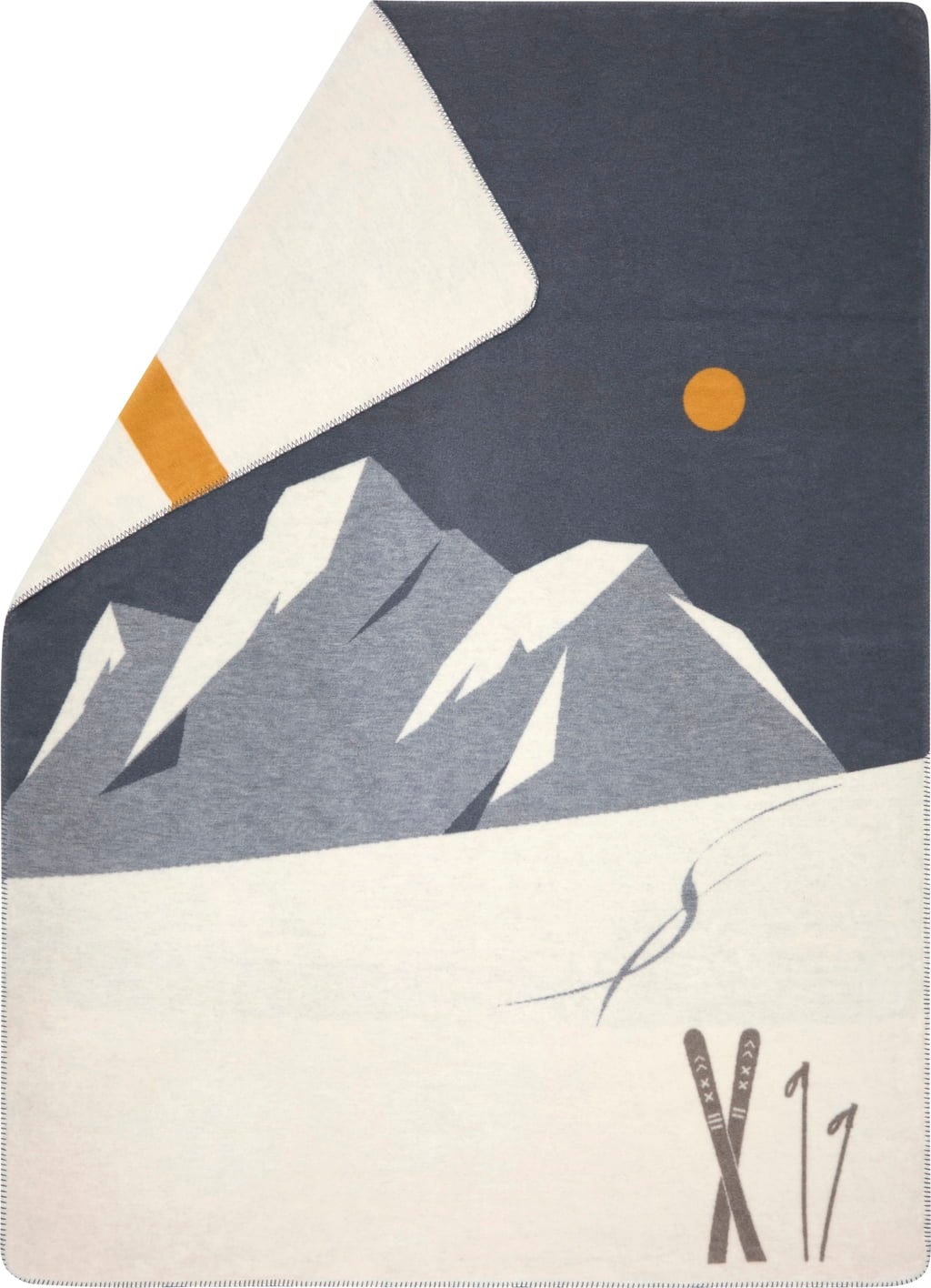SAVONA Velour Grey Throw - Skis and Tracks 200 x 150cm