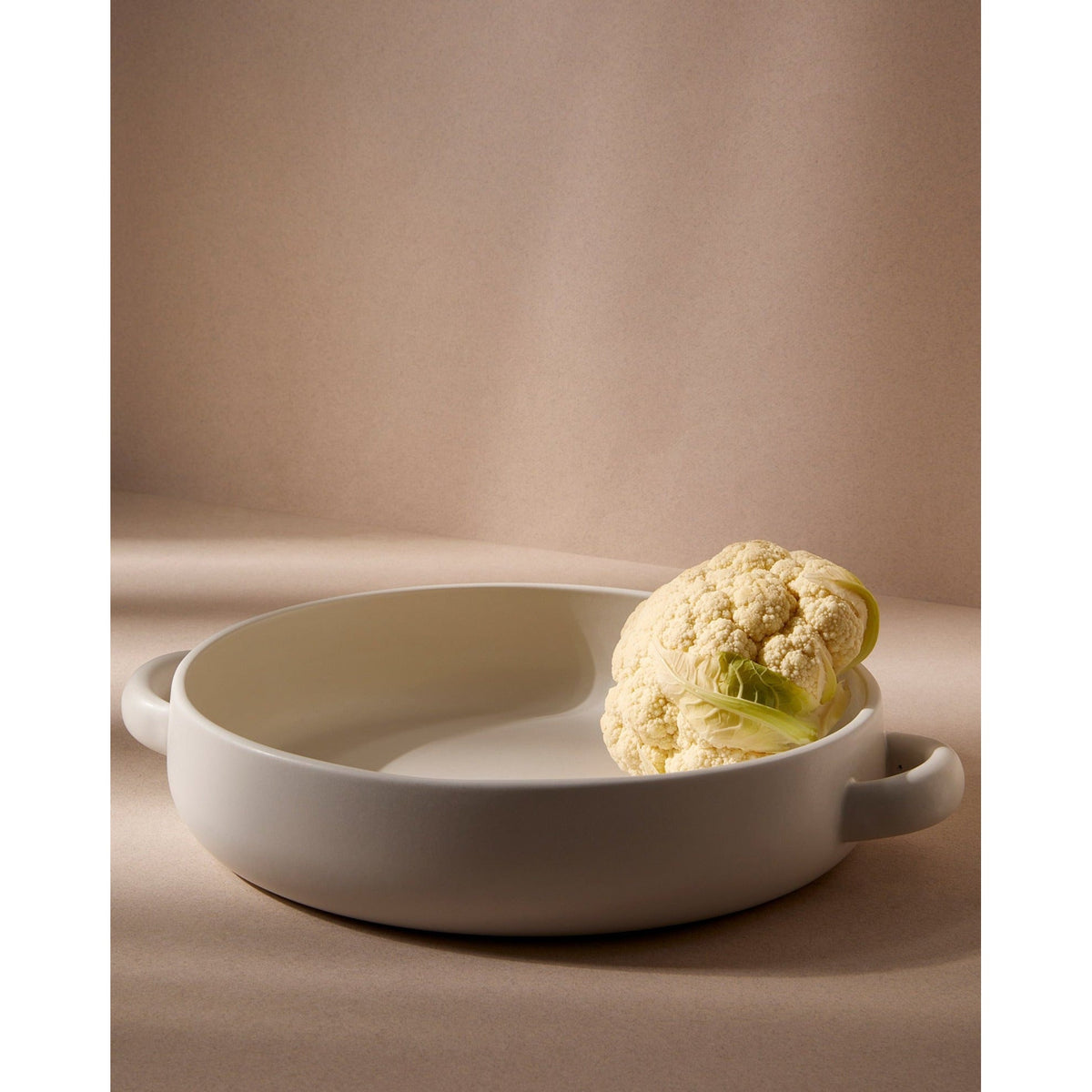 Gharyan stoneware plate with handles in matte white, Patina Vancouver