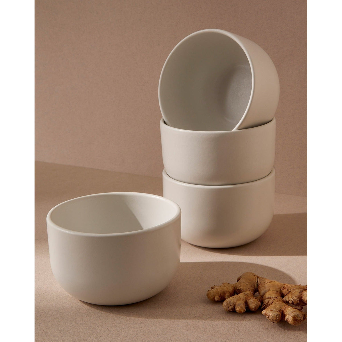 Gharyan Youlha stoneware dinner bowl in matte white, 25 oz, Patina Vancouver