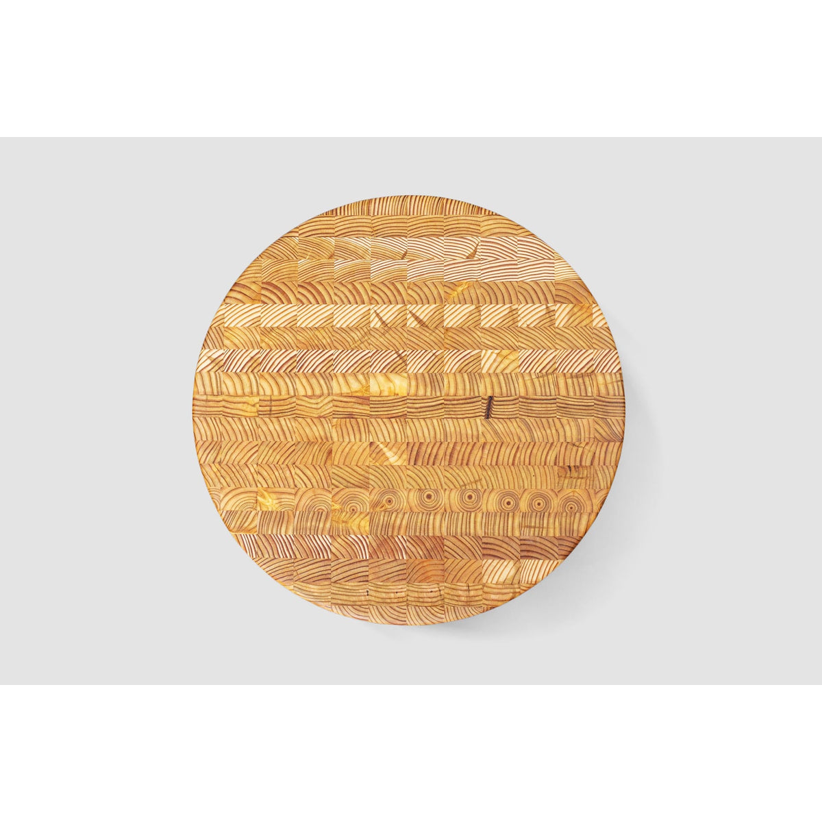 Larchwood round end-grain larch wood cutting board, Patina Vancouver