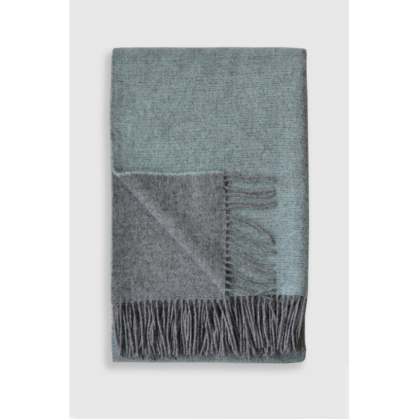 Linen Way Trafalgar reversible throw in grey and turquoise, Patina Vancouver