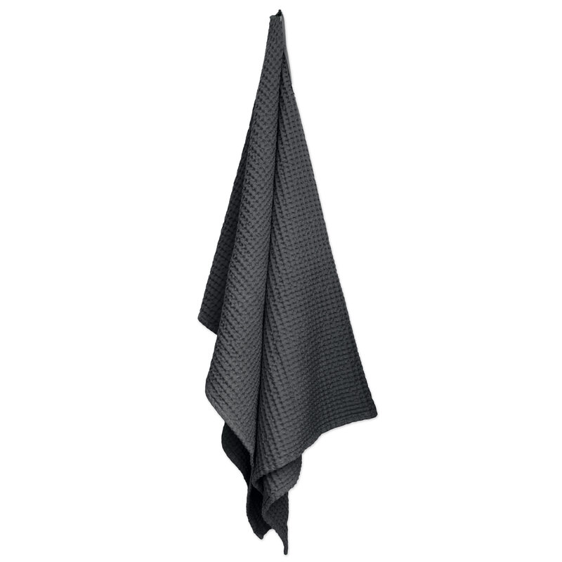The Organic Company Big Waffle hand towel in dark grey organic cotton, Patina Vancouver