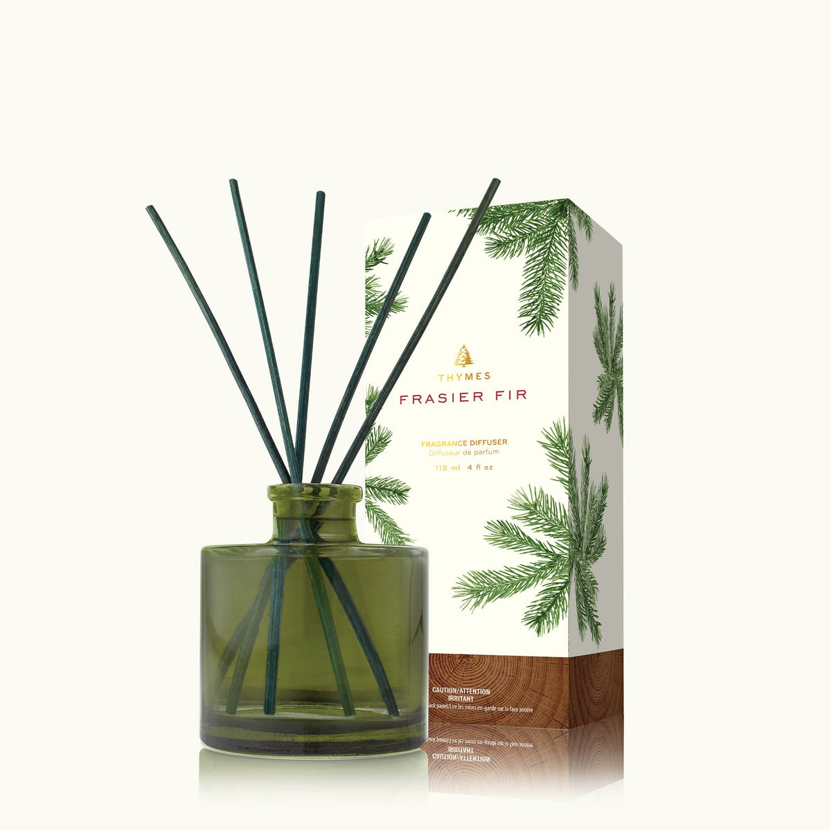Thymes Frasier Fir petite reed diffuser with natural rattan reeds, Patina Vancouver