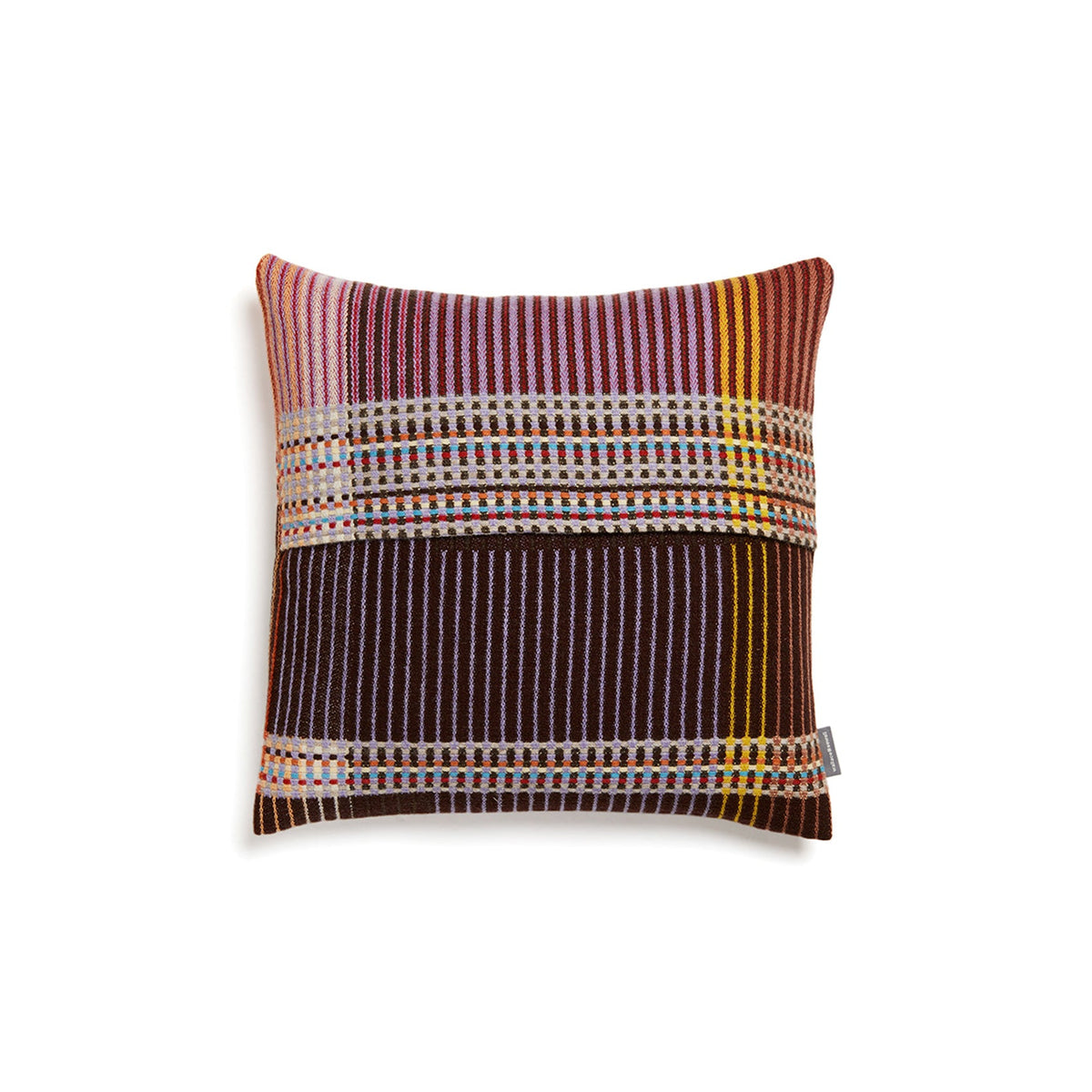 Wallace Sewell Sophia lambswool cushion with a colour-blocked pinstripe weave, Patina Vancouver