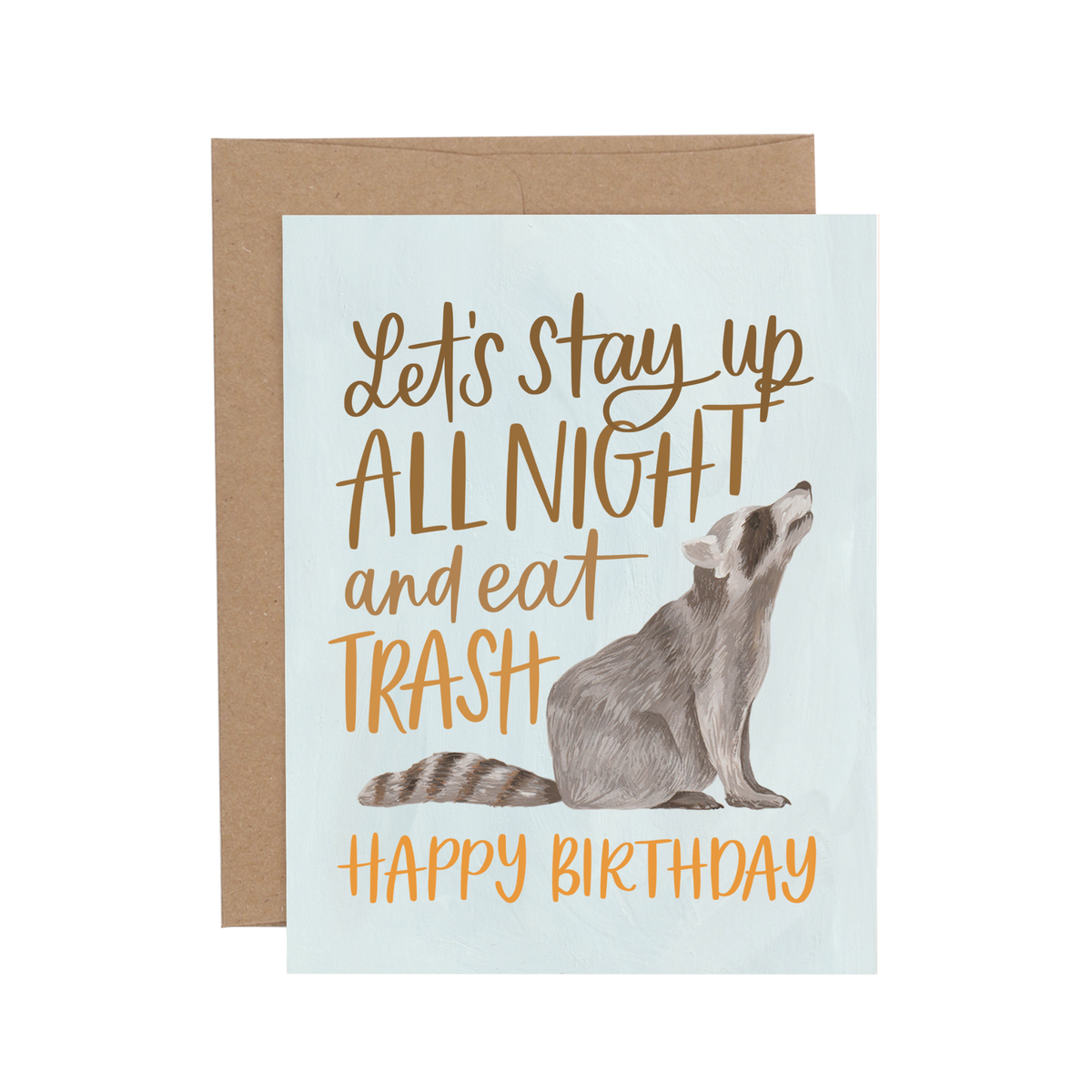 1Canoe2 Birthday Raccoon greeting card with hand-illustrated raccoon, Patina Vancouver