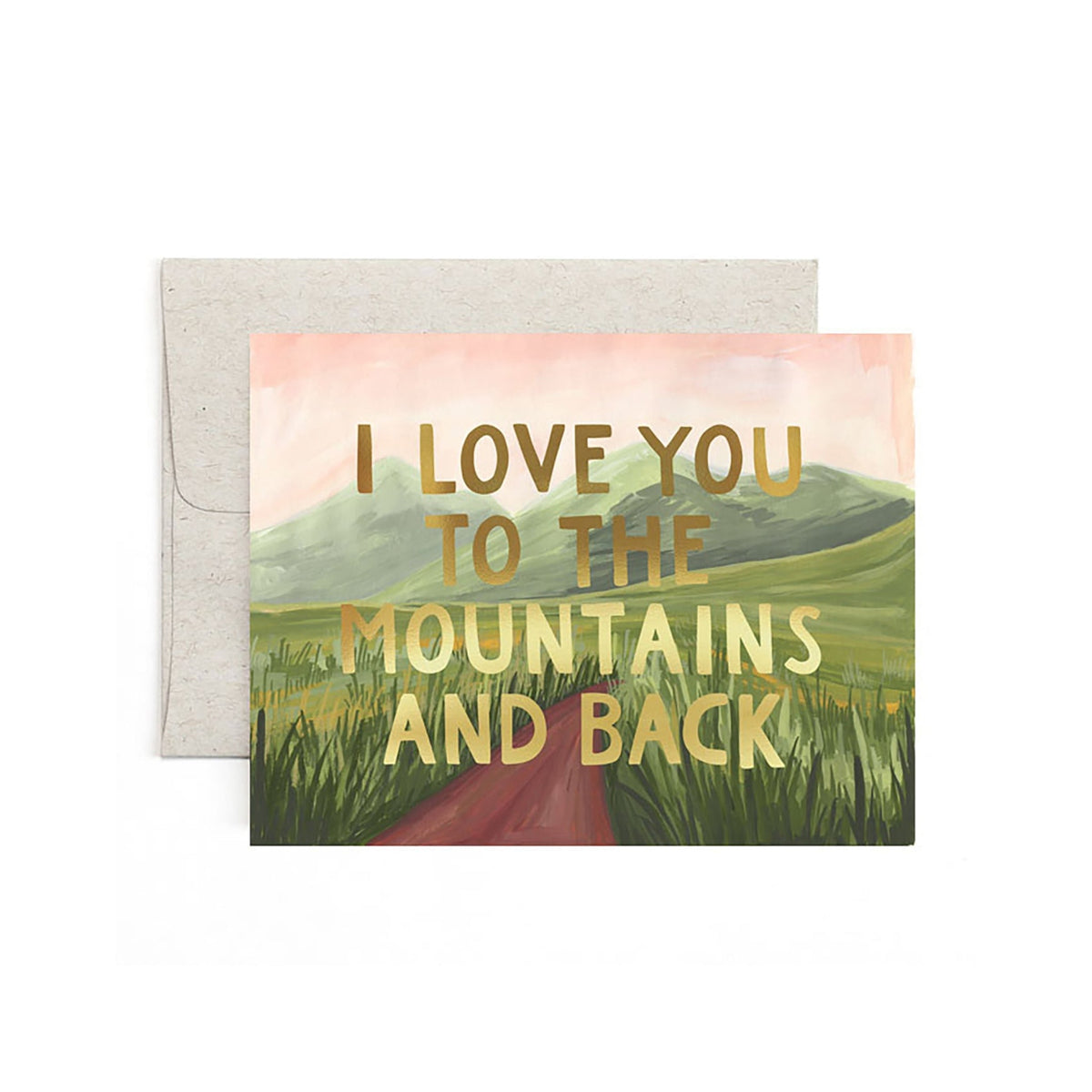1Canoe2 I Love You To The Mountains and Back card with painted alpine scene, Patina Vancouver