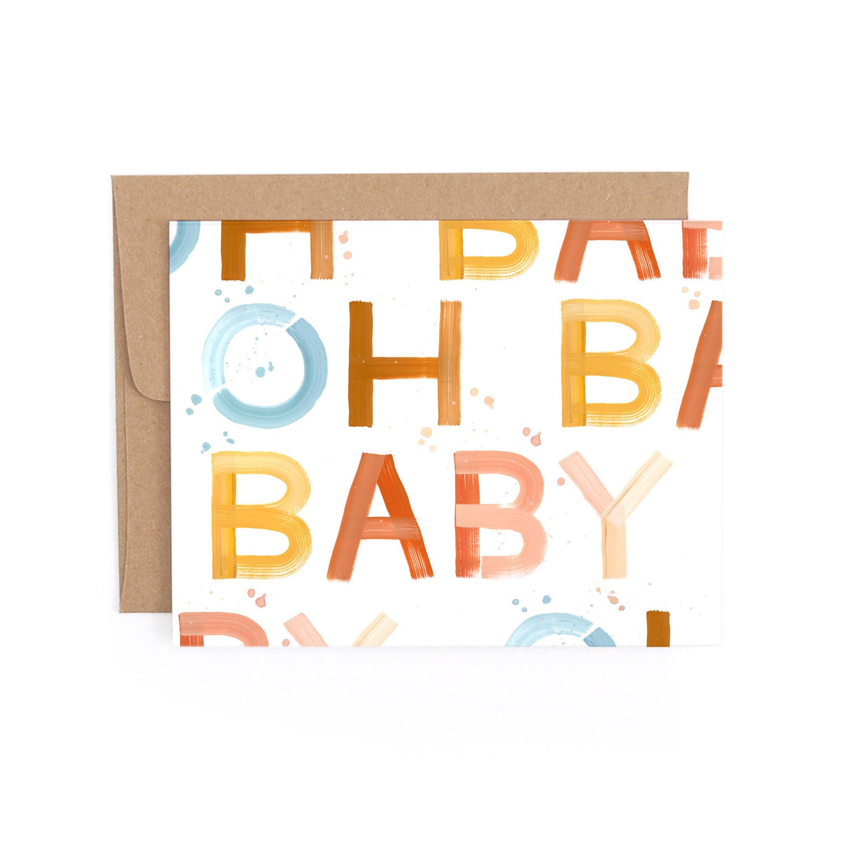 1Canoe2 Oh Baby greeting card with geometric block letters, Patina Vancouver