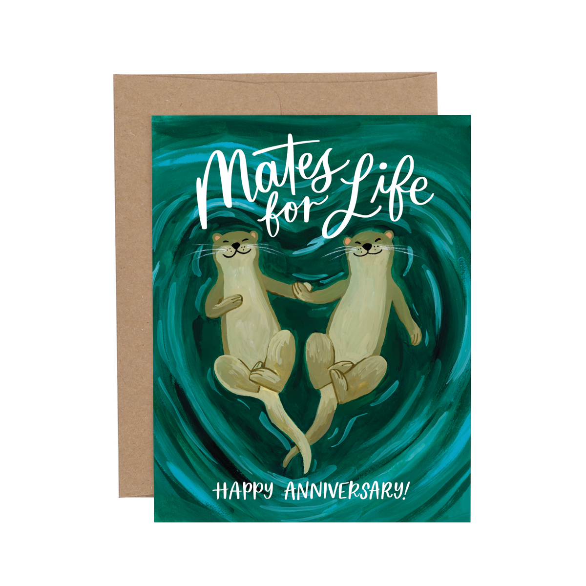 1Canoe2 Otters Anniversary greeting card, hand-illustrated design, Patina Vancouver