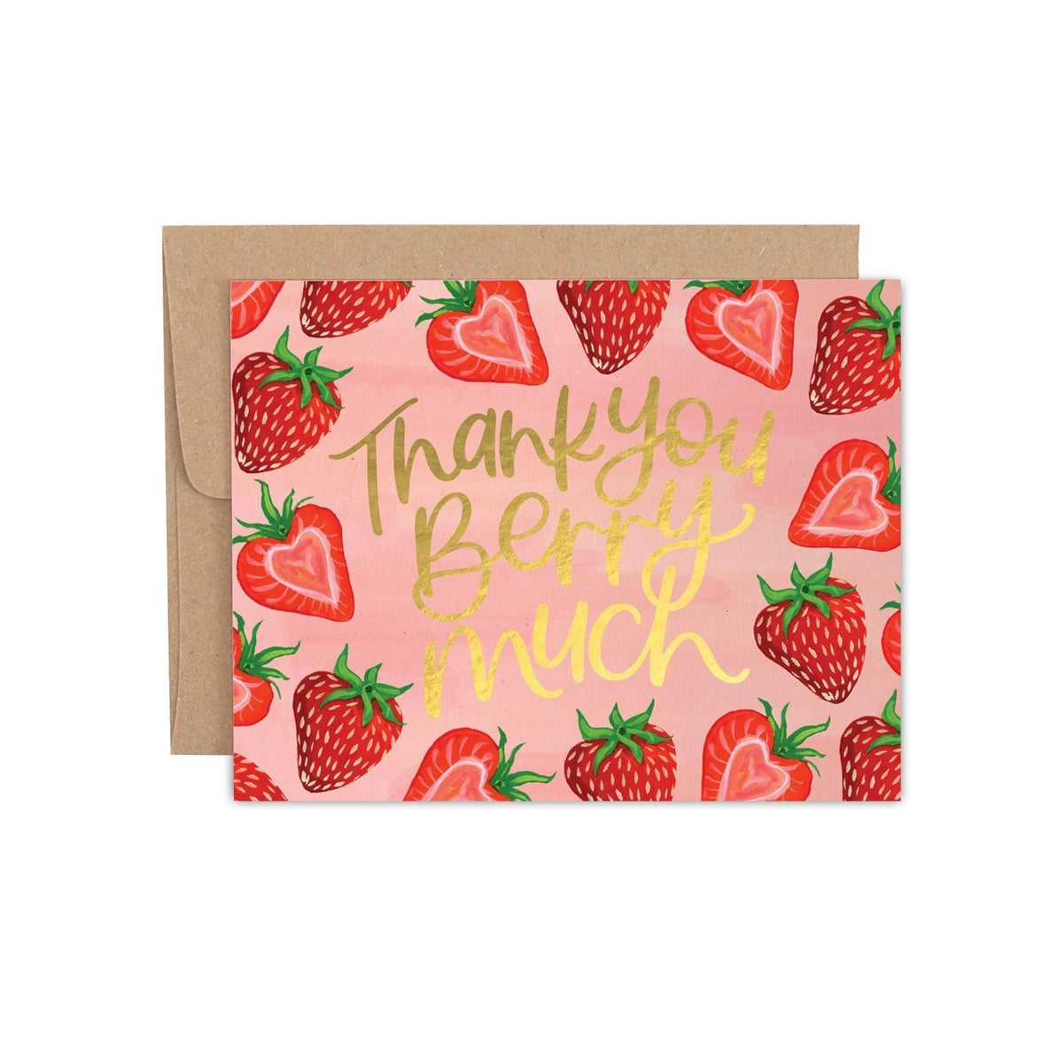 1Canoe2 Thank You Berry Much card with illustrated strawberries, Patina Vancouver