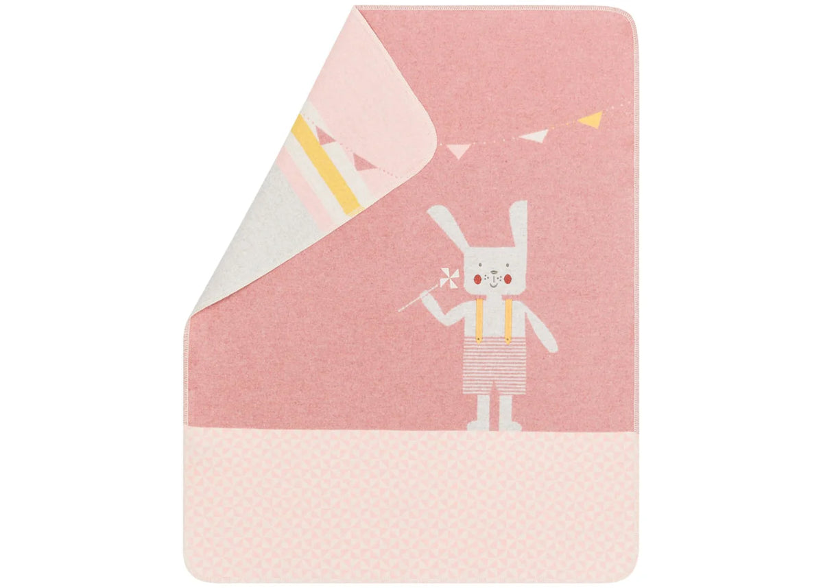 David Fussenegger Juwel Pink Embroidery Bunny Rabbit Baby Blanket
