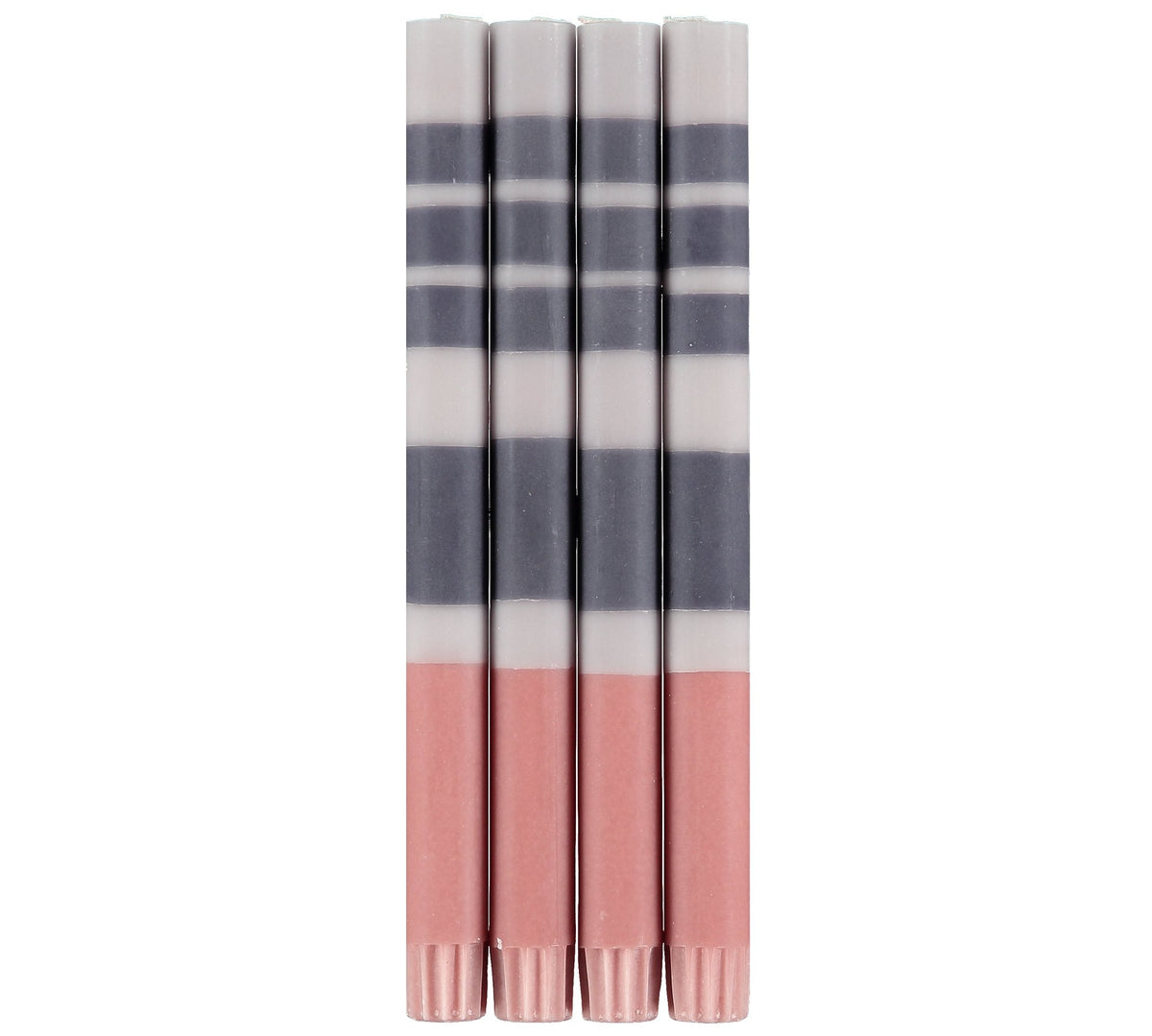 BCS Striped Dinner Candle Gull-Gunmetal-Old Rose