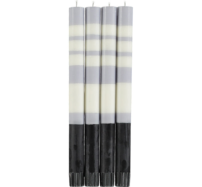 BCS Striped Dinner Candle Jet-Pearl-Dove