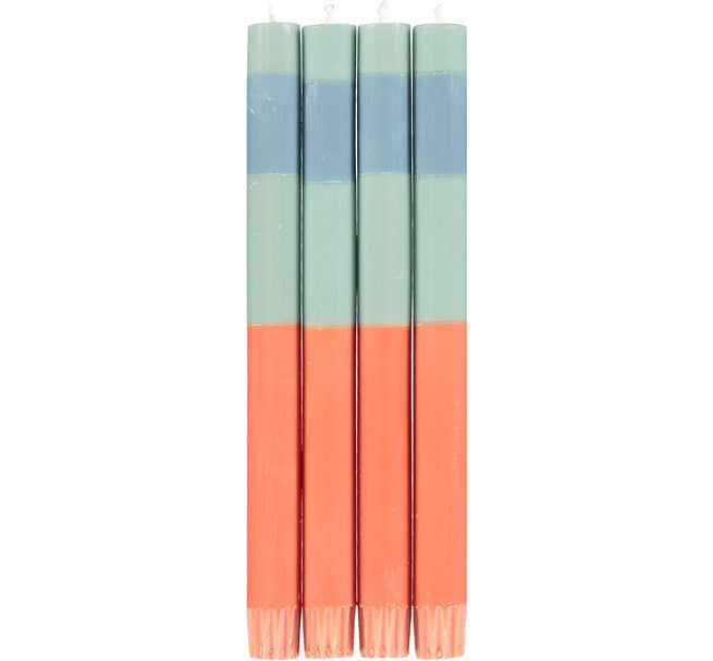 BCS Striped Dinner Candle Opaline-Pompadour-Rust