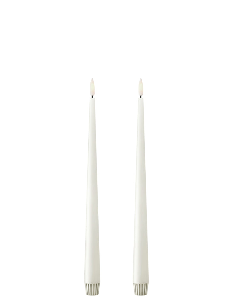 Ester and Erik 12 inch White LED Taper Candle Pair