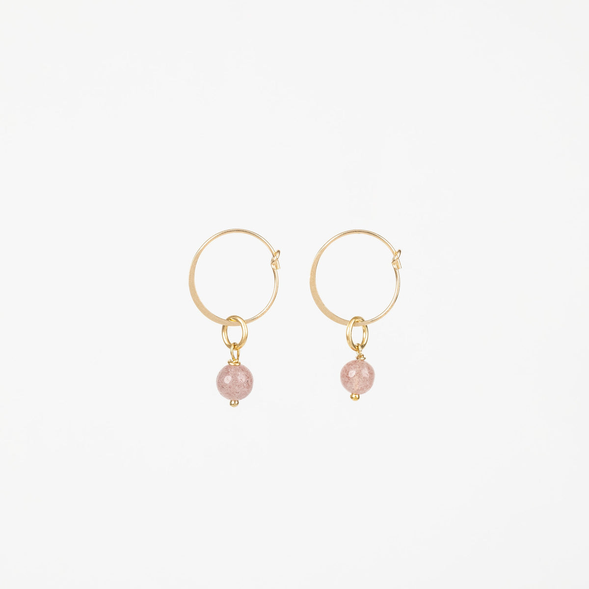 Scandinavia Wolf Strawberry Summer Quartz Gold Charm Earrings