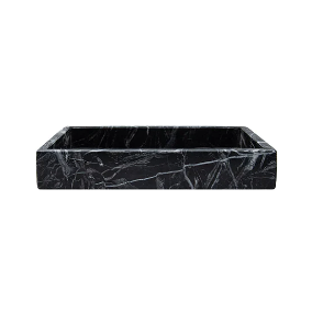 Belle de Provence black marble tray and soap dish with pale veining, Patina Vancouver