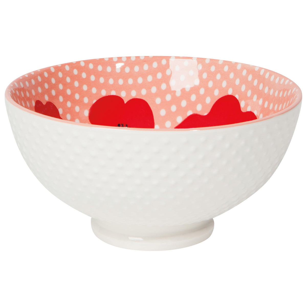 Danica Stamped Poppy porcelain bowl, medium, with red and blue poppy motif, Patina Vancouver