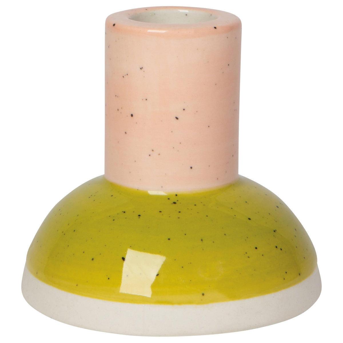 Danica Studio Refract Formation candle holder in colour-blocked stoneware, Patina Vancouver