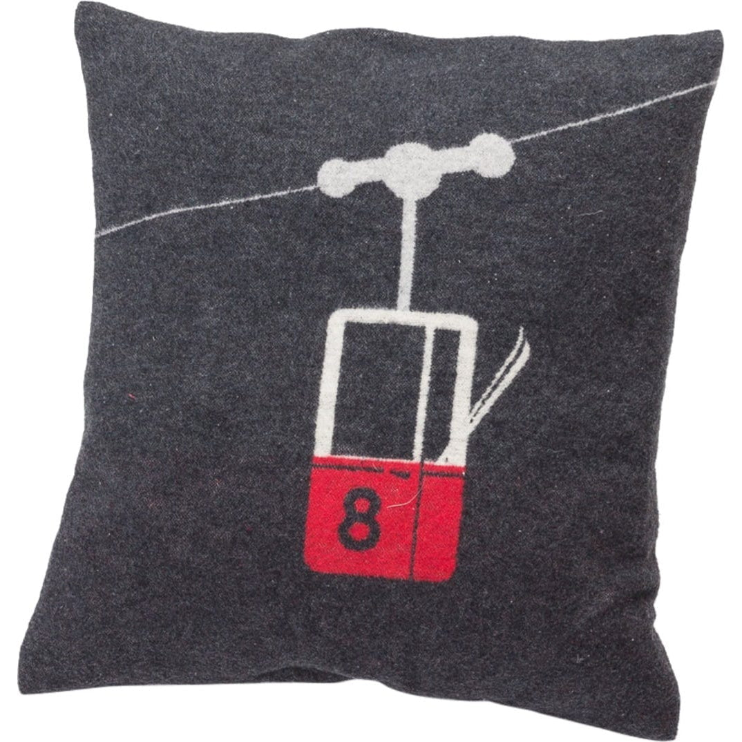 David Fussenegger SILVRETTA cushion cover in grey cotton with gondola motif, Patina Vancouver