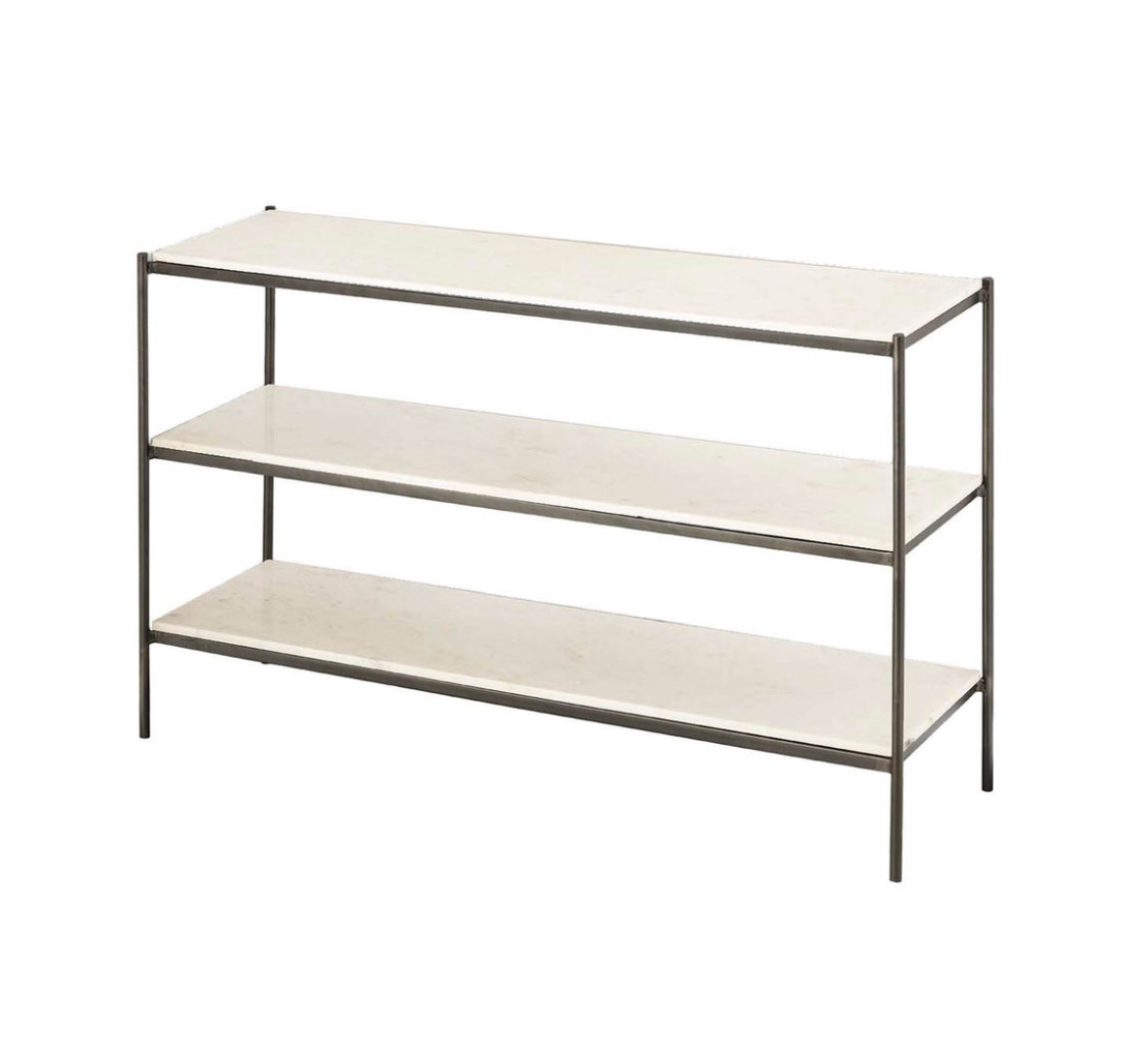 LH Imports Maya Console Table - White Marble