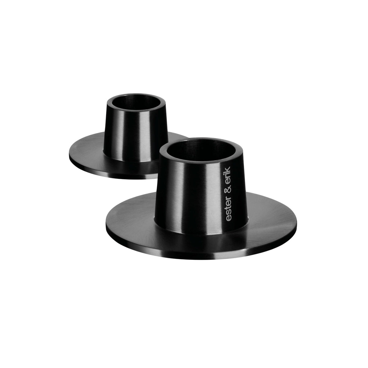 Ester & Erik matte black metal taper candle holder pair, Patina Vancouver