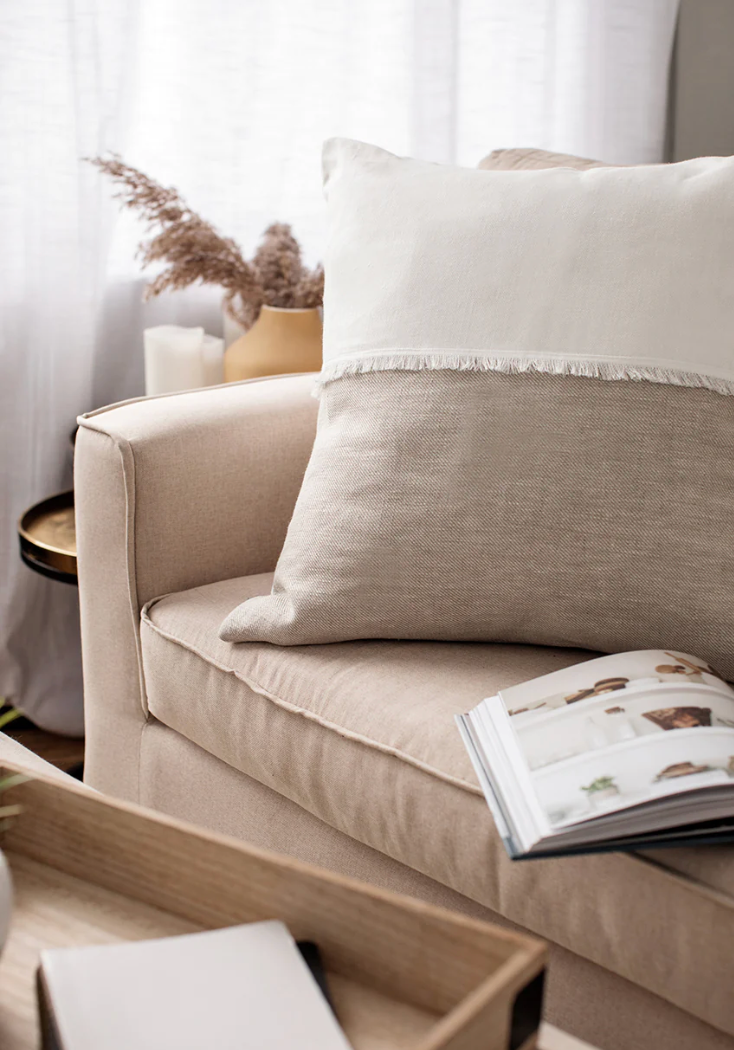 Linen Way Madrid Linen Pillow Cover White with Natural/White