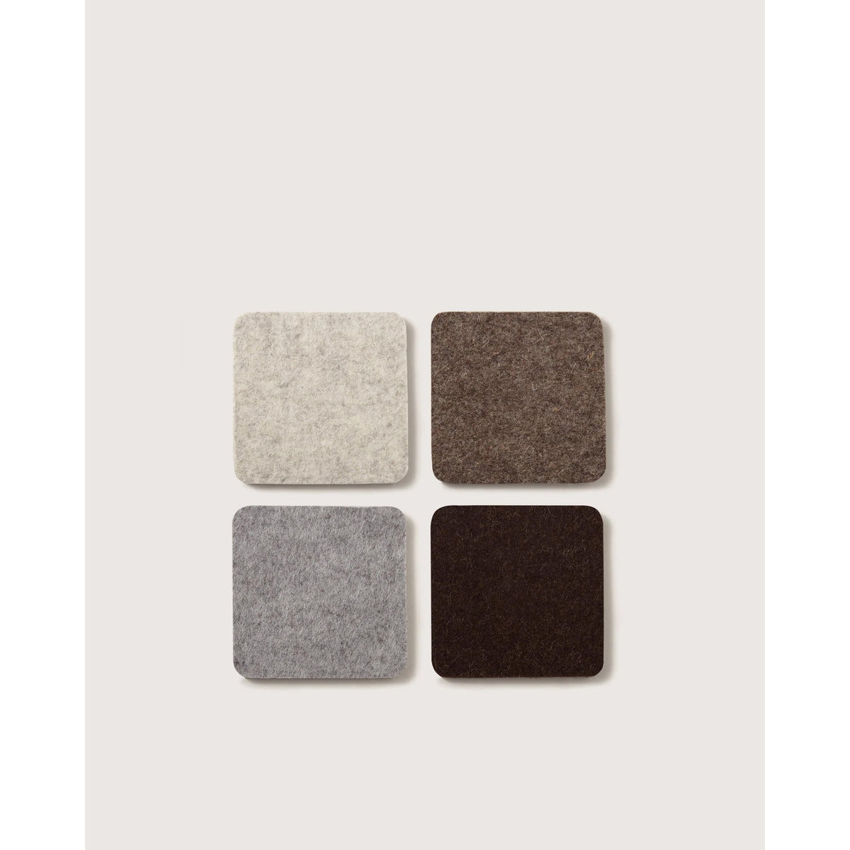 Graf Lantz Bierfilzl square merino wool felt coasters, set of 4 in grey and brown tones, Patina Vancouver