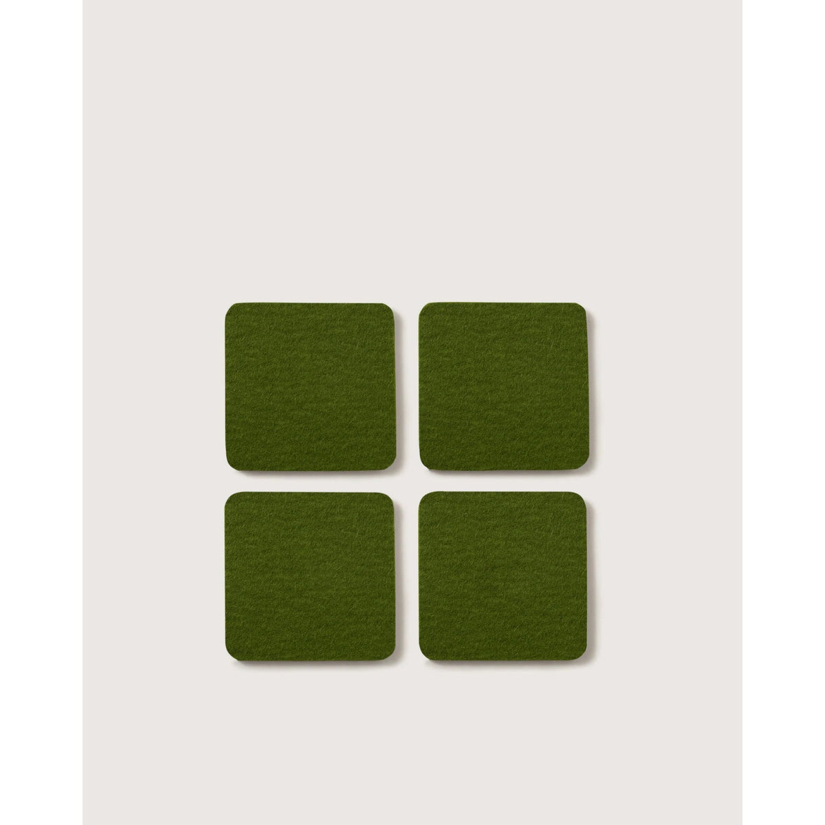 Graf Lantz Bierfilzl square merino wool felt coasters, set of 4 in loden green, Patina Vancouver