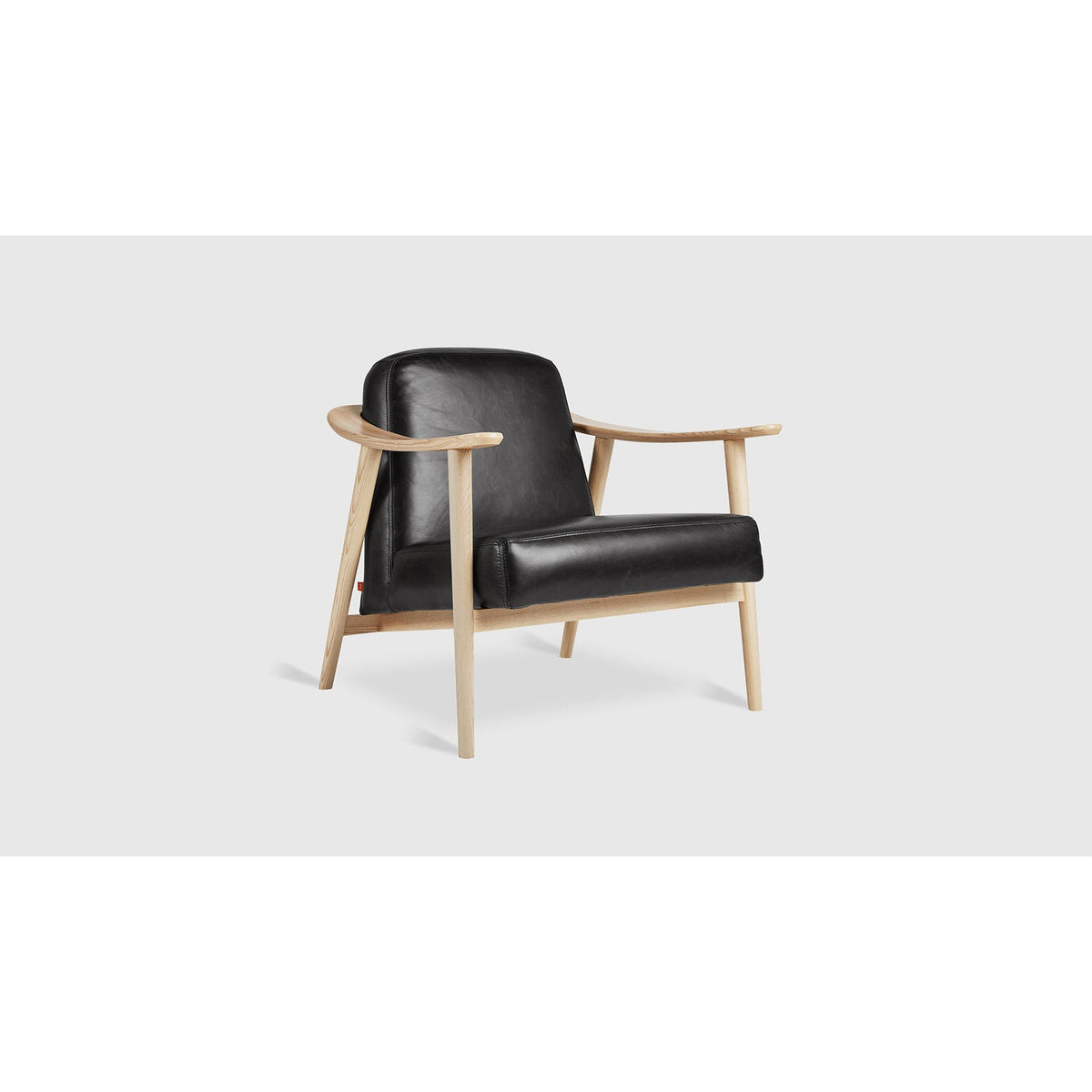 Gus* Modern Baltic Chair in black leather with natural ash frame, Patina Vancouver