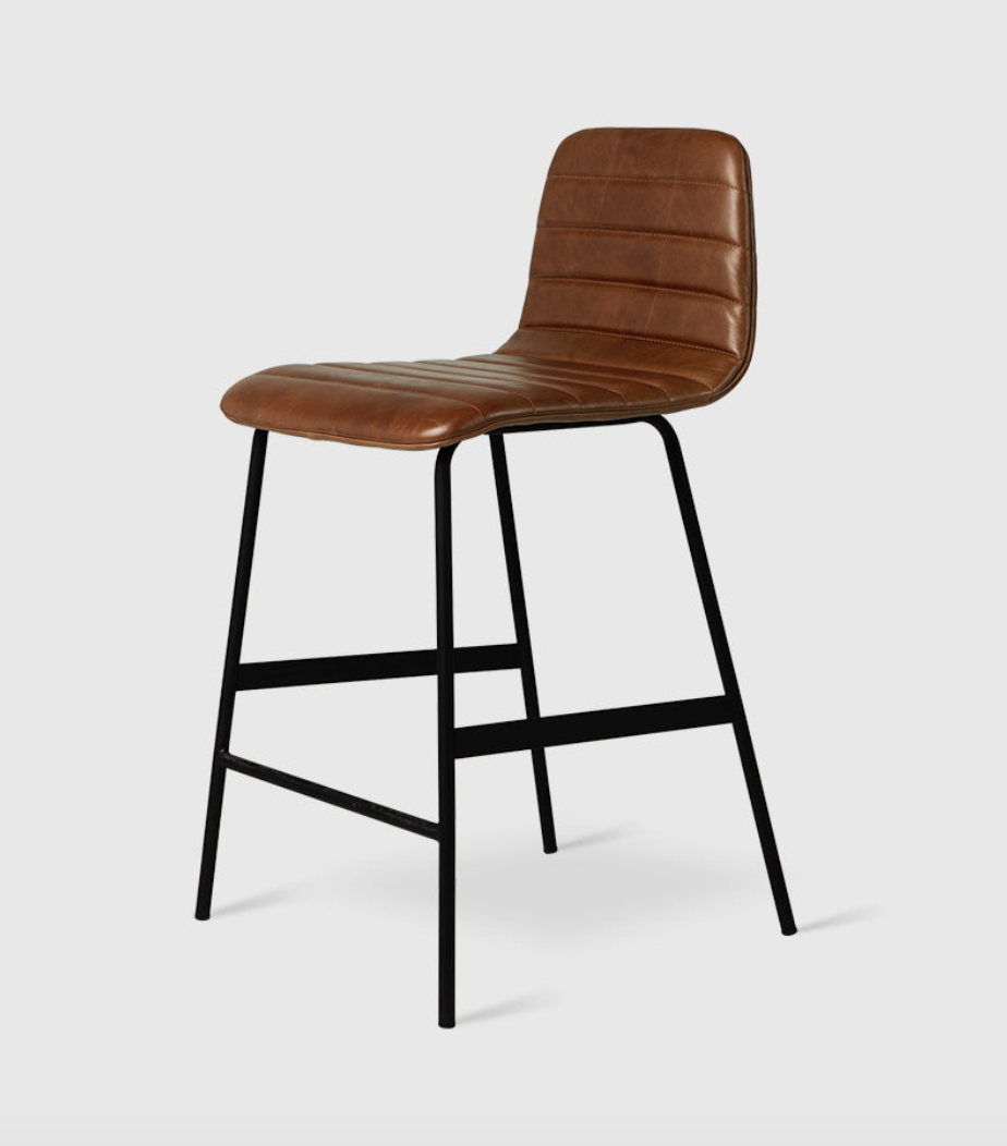 GUS* Modern Lecture Counter Stool - Saddle Brown Leather