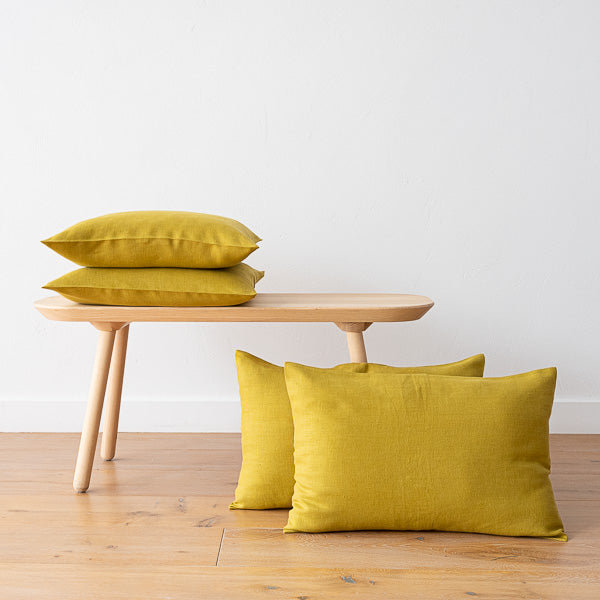 LinenMe citrine linen cushion, 26 x 26 inches, Patina Vancouver