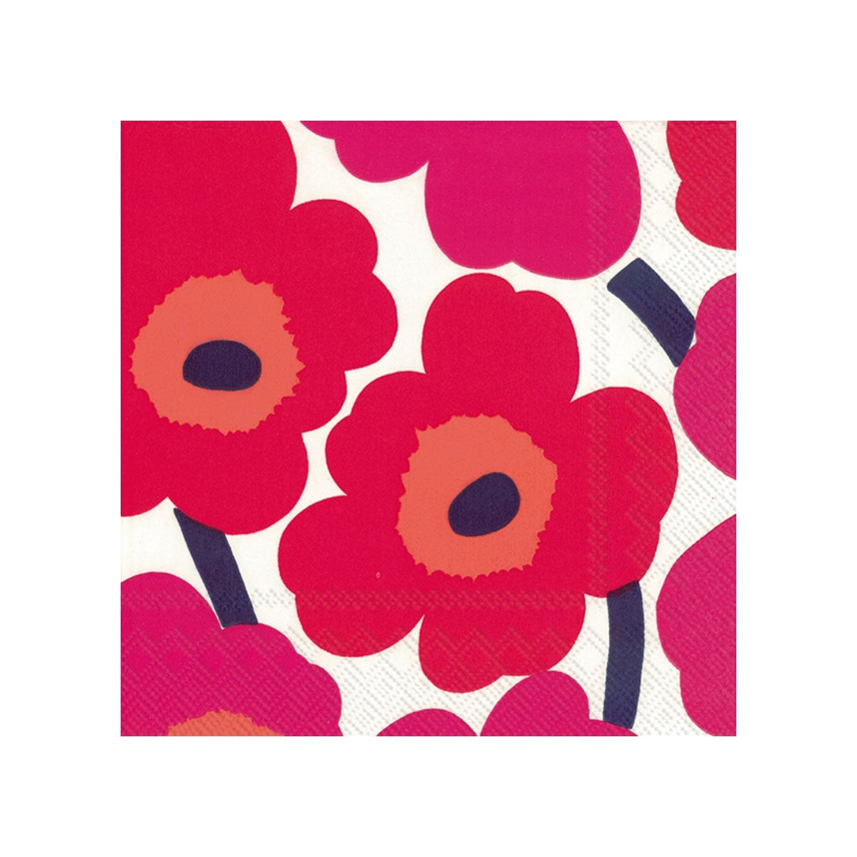 Marimekko Unikko paper cocktail napkins with red poppy print on cream, Patina Vancouver