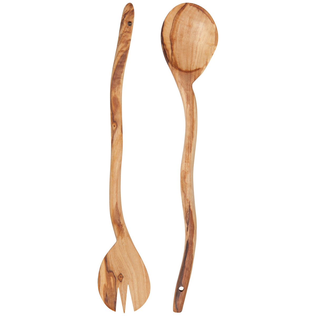 Danica Olive Wood Wavy Salad Servers Set of 2