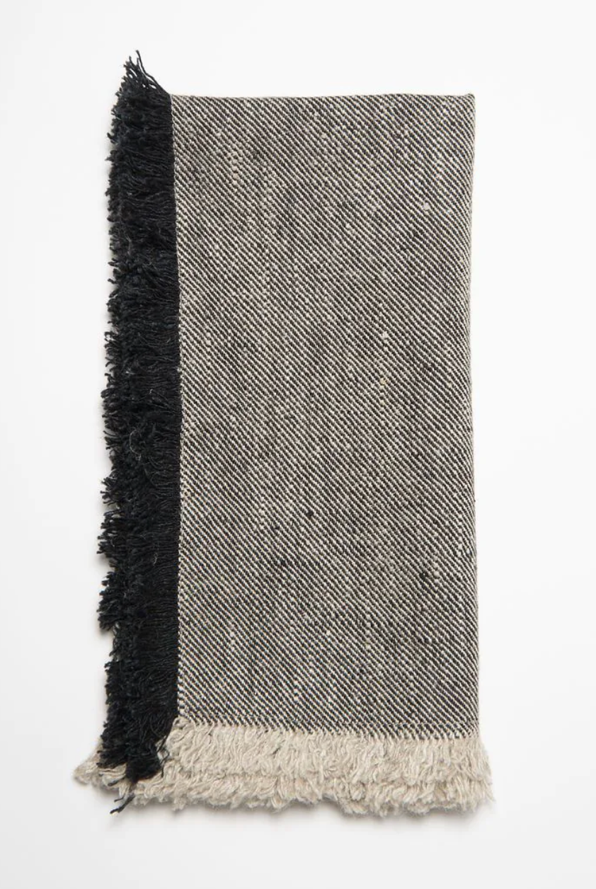 Linen Way Bilbao Linen Napkin - Black/Natural