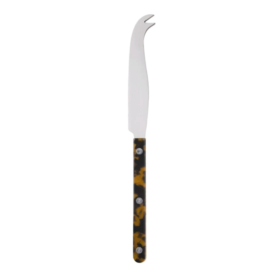 Sabre Paris cheese knife with tortoise or green fern handle, Patina Vancouver