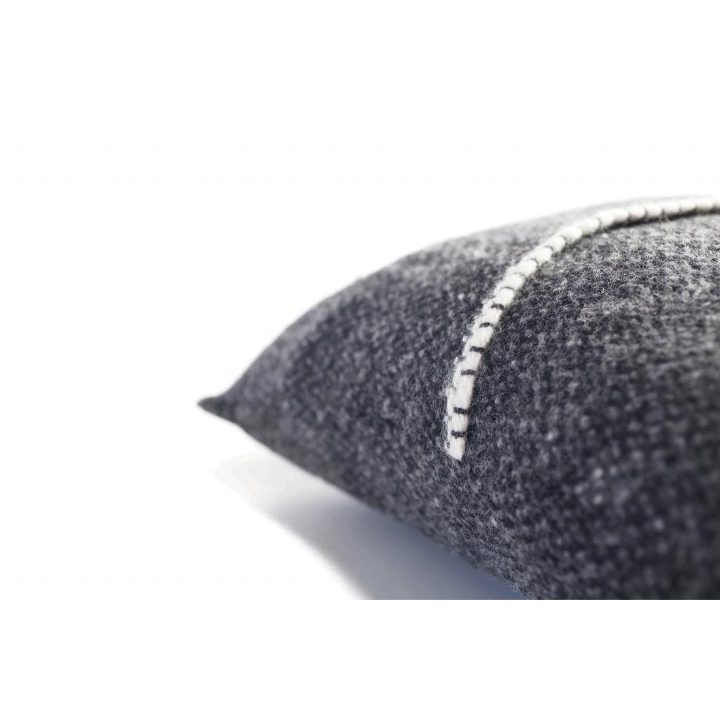 Teixidors Urano handwoven merino and silk cushion in earthy mineral shades, Patina Vancouver