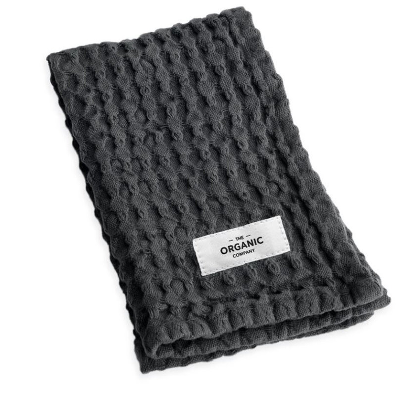 The Organic Company Big Waffle hand towel, dark grey waffle-weave detail, Patina Vancouver