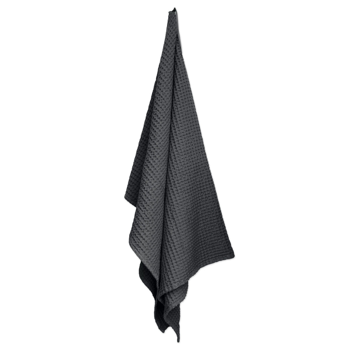 The Organic Company Big Waffle towel and blanket in dark grey organic cotton, Patina Vancouver