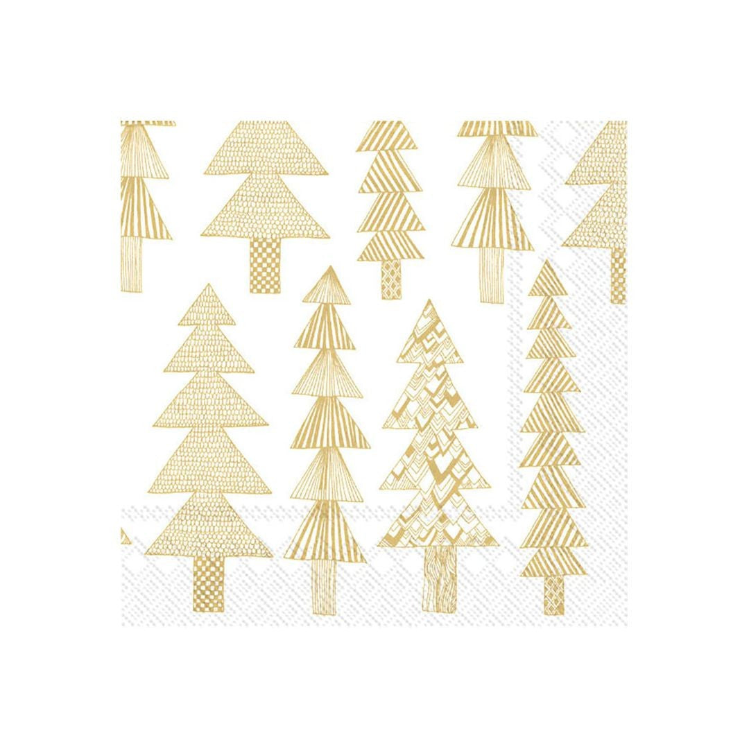Marimekko - Kuusikossa White/Gold Tree Cocktail Napkin - Kitchen