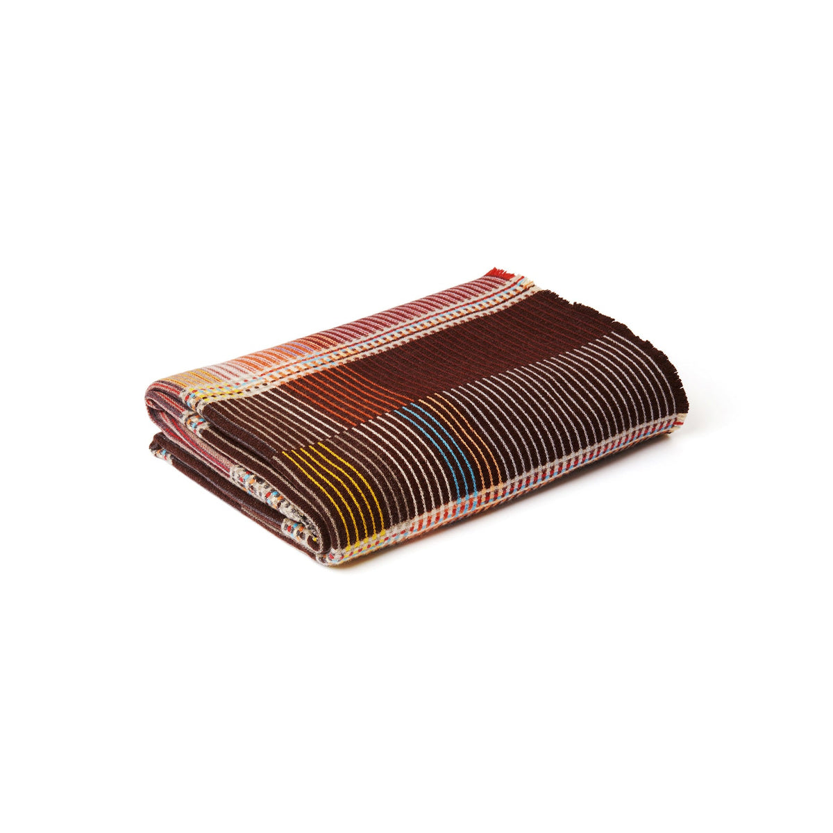 Wallace Sewell Sophia pinstripe throw in mahogany, fuchsia and biscuit lambswool, Patina Vancouver