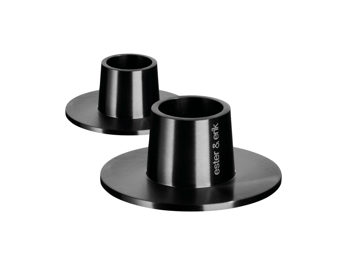 Ester and Erik Matte Black Taper Candle Holder Pair