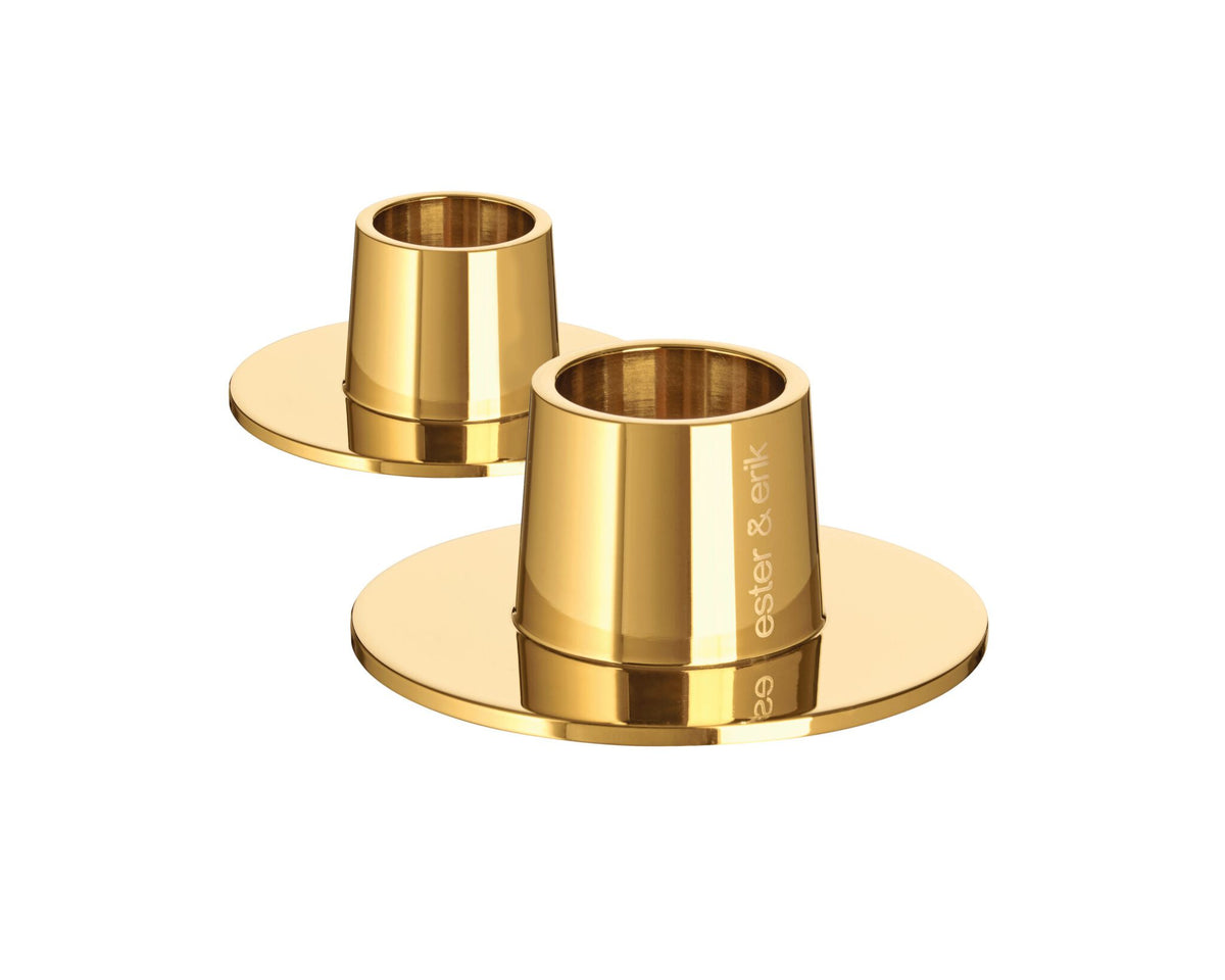 Ester and Erik - Gold Taper Candle Holder Pair